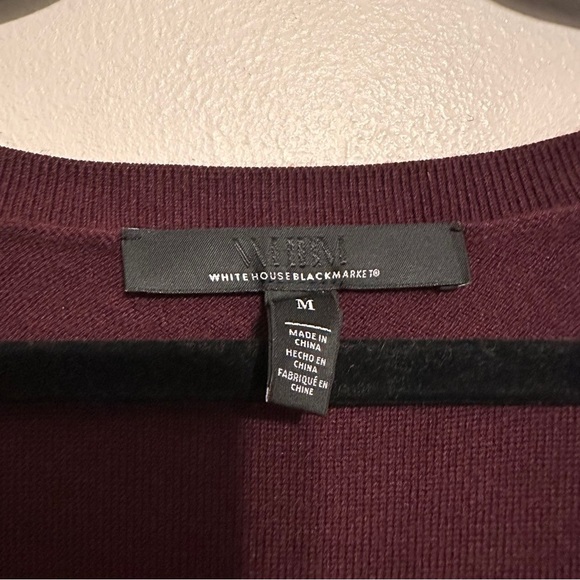 WHBM Relaxed Drop Shoulder Cashmere Blend Cardigan Sweater size medium burgundy - Picture 5 of 7